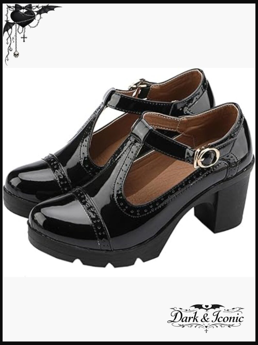 Classic T-Strap Platform Mid-Heel Square Toe Oxfords Dress Shoes